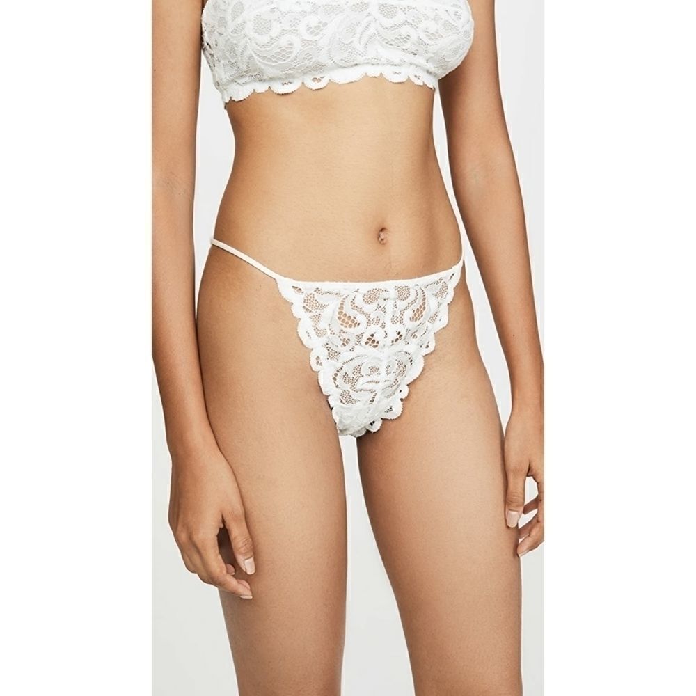 FREE People Reese High Wasited Tanga Ivory NWT Lace Size XS - Picture 1 of 8